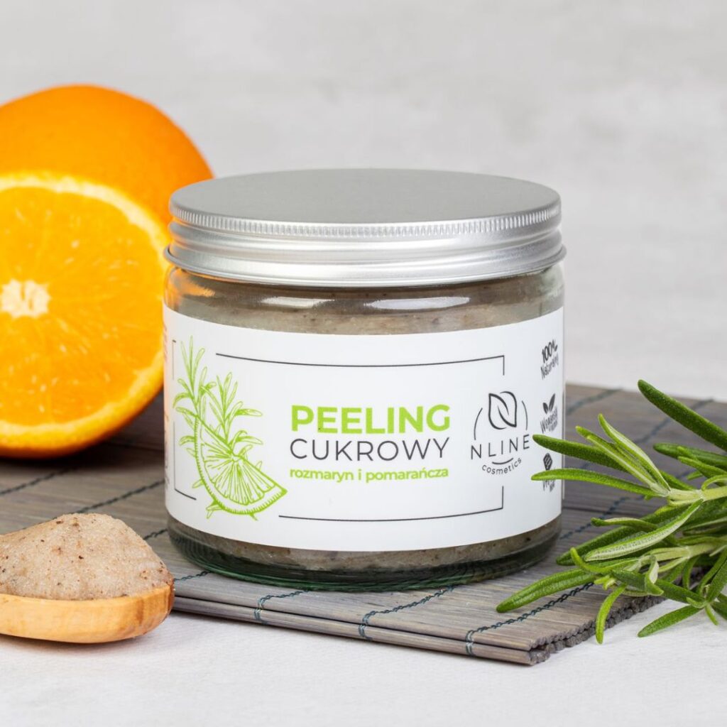 Peeling Cukrowy Rozmaryn i Pomarańcza 100% naturalny